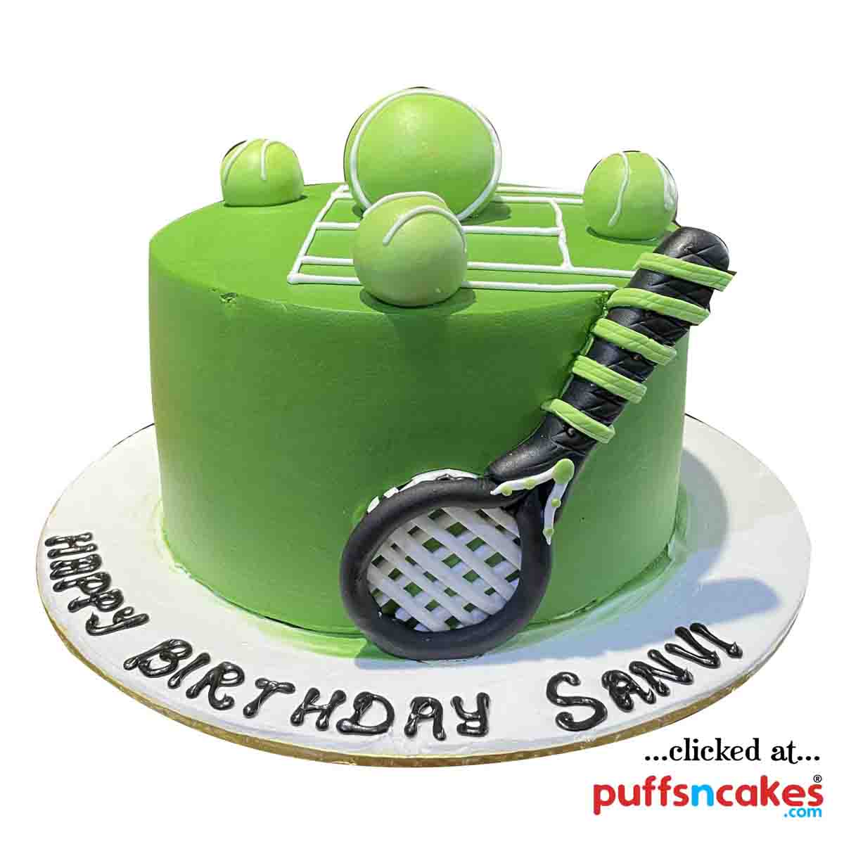 (1706) Lawn Tennis Sports Theme Semi Fondant Cake